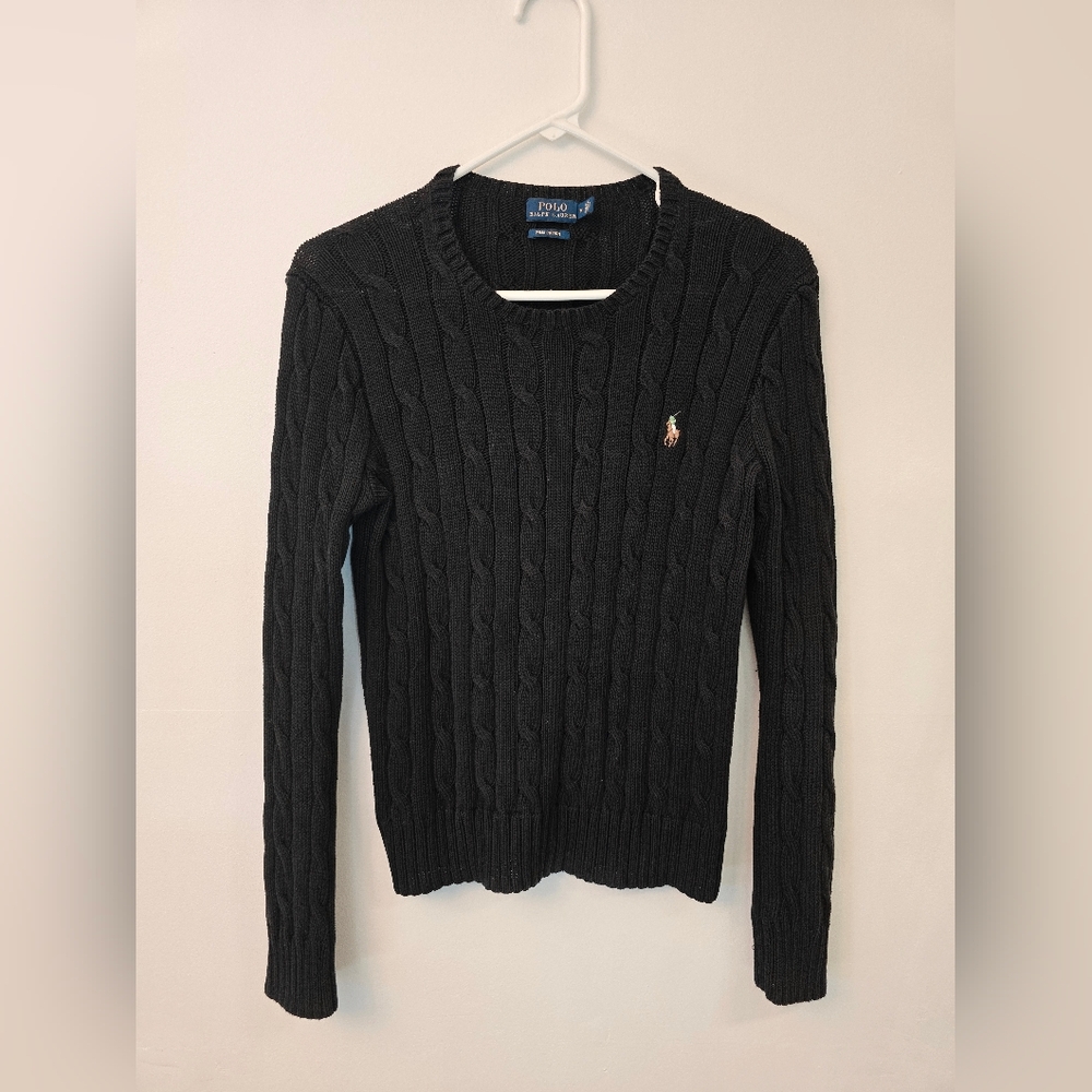 Polo by Ralph Lauren Black Cable Knit Sweater